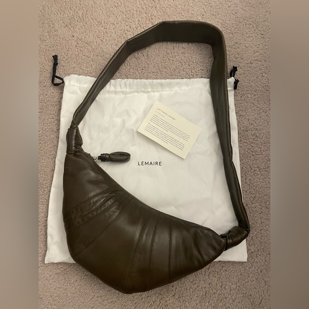 Lemaire Small Brown Croissant Bag, Napa Leather